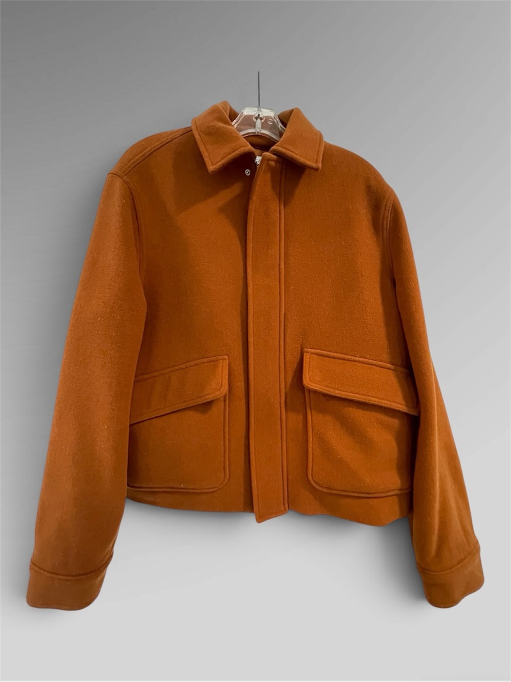 Zara Men’s Wool Utility Jacket Rust Orange Medium